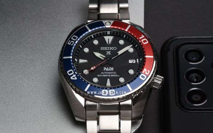 Seiko Prospex SPB181J1 PADI Sumo Pepsi Automatic Black Dial Stainless Steel Strap