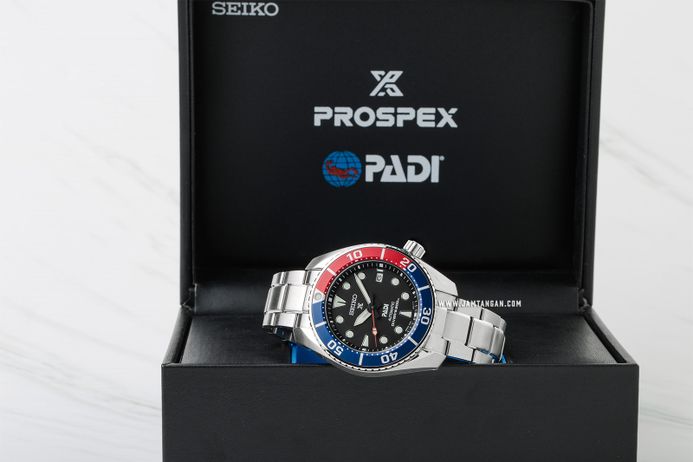Seiko Prospex SPB181J1 PADI Sumo Pepsi Automatic Black Dial Stainless Steel Strap