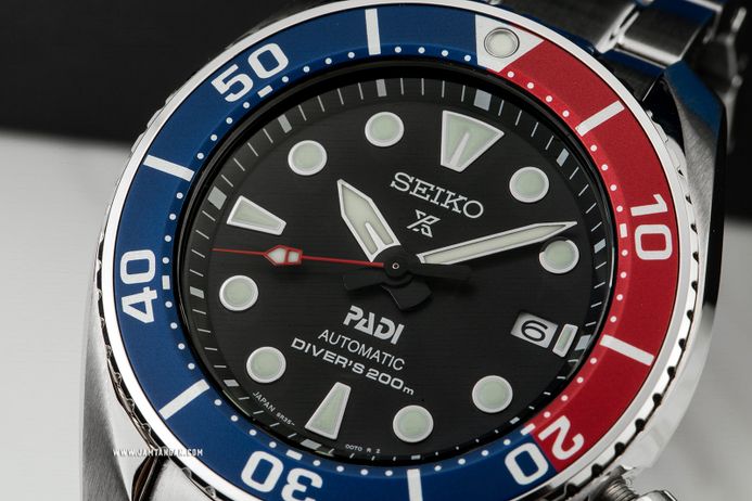 Seiko Prospex SPB181J1 PADI Sumo Pepsi Automatic Black Dial Stainless Steel Strap