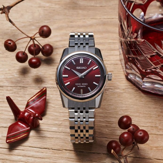 Seiko King Seiko SPB287J1 KSK Red Dial Stainless Steel Strap