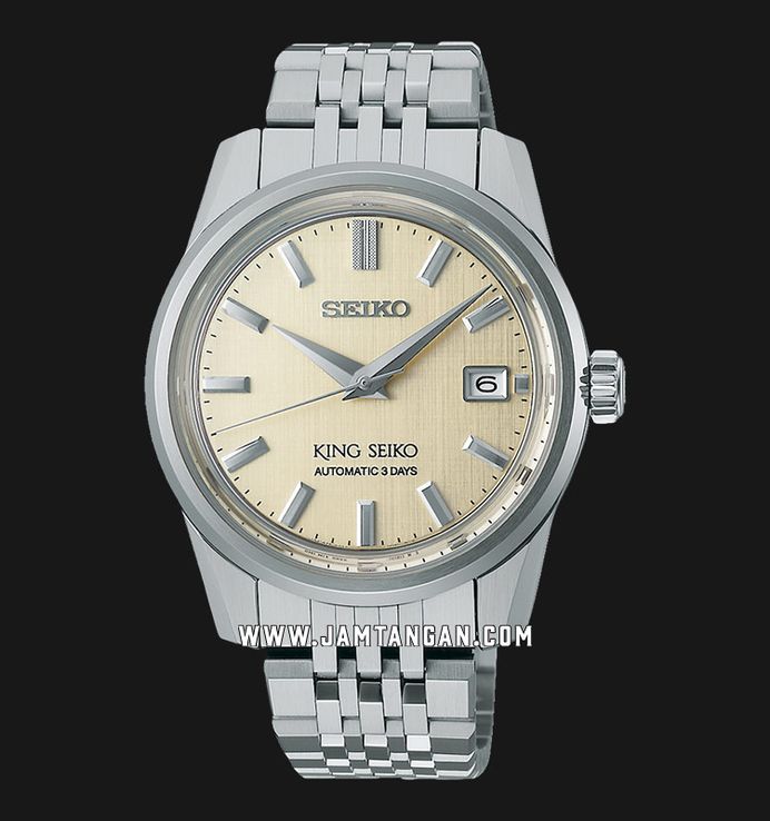 Seiko King Seiko SPB369J1 Silver Silk KSK Beige Dial Stainless Steel Strap