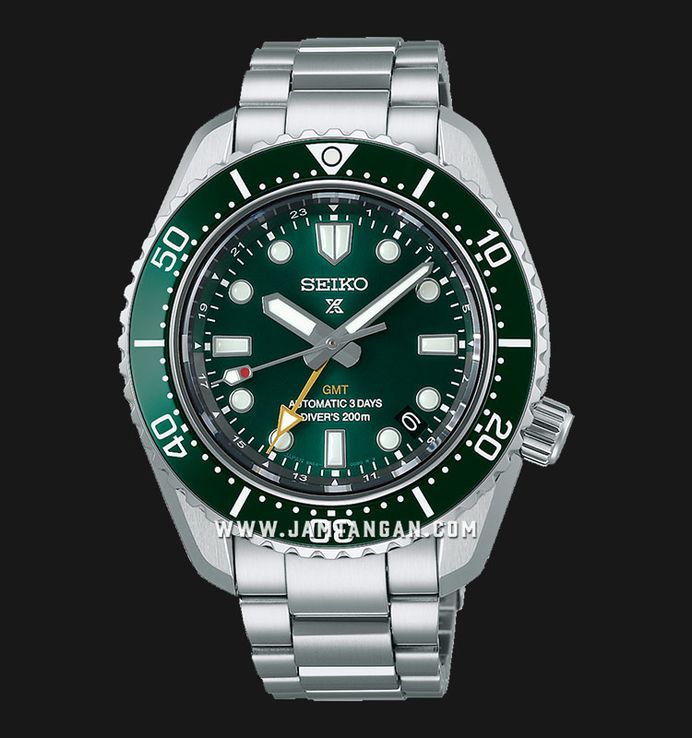 Seiko Prospex SPB381J1 Baby Marinemaster GMT Green Dial Stainless Steel Strap