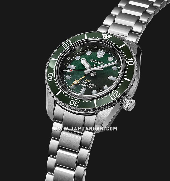 Seiko Prospex SPB381J1 Baby Marinemaster GMT Green Dial Stainless Steel Strap