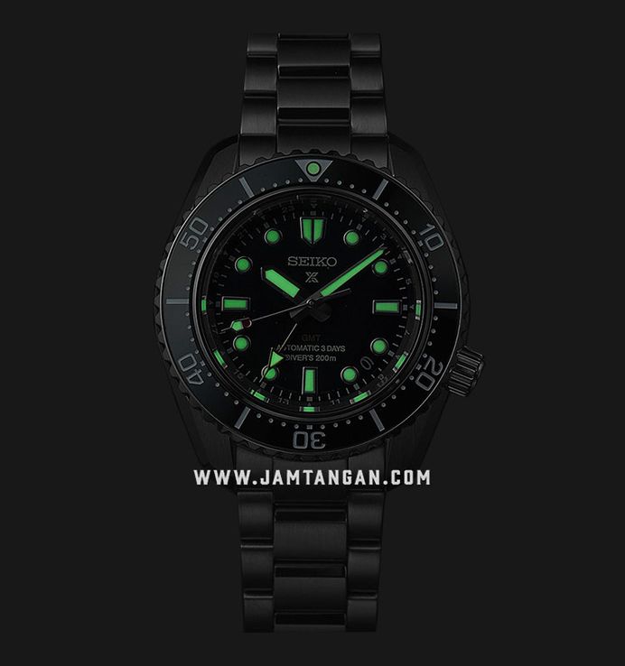 Seiko Prospex SPB381J1 Baby Marinemaster GMT Green Dial Stainless Steel Strap