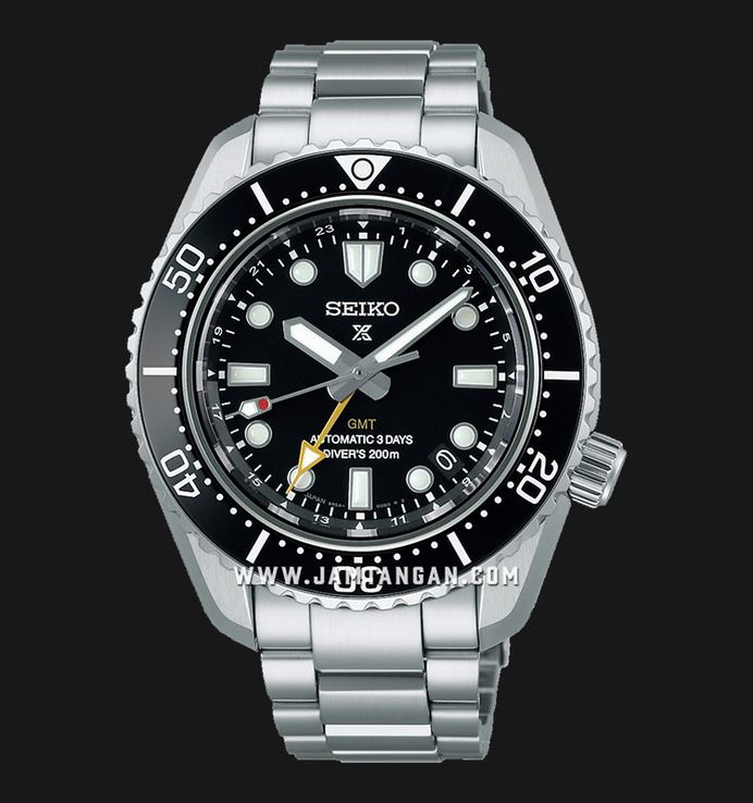 Seiko Prospex SPB383J1 Baby Marinemaster GMT Save the Ocean Black Dial Stainless Steel Strap