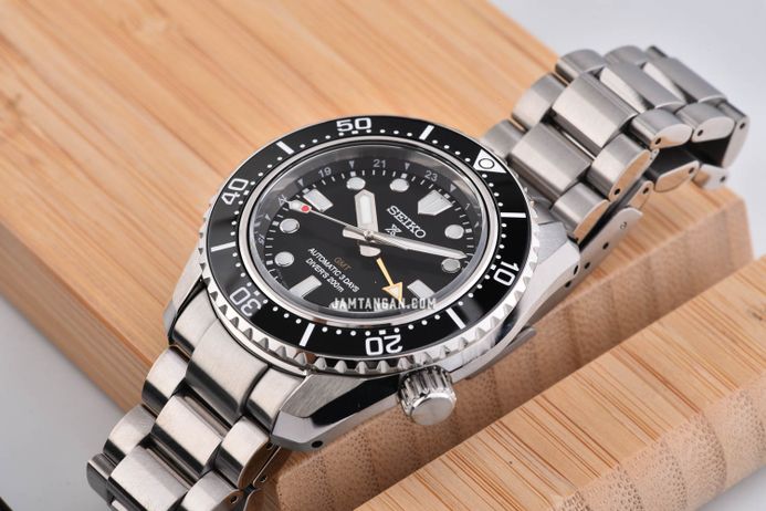 Seiko Prospex SPB383J1 Baby Marinemaster GMT Save the Ocean Black Dial Stainless Steel Strap