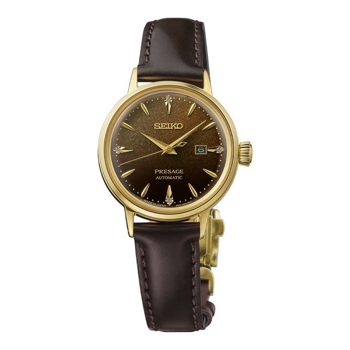 Seiko Presage SRE020J1 Cocktail Time Jamaican Coffee Diamond-Set Brown  Leather Strap