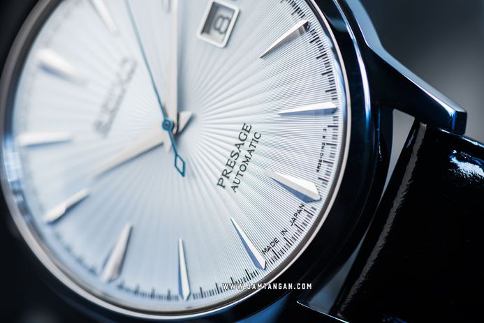 Seiko Presage SRPB43J1 Cocktail Time Skydiving Light Blue Texture Dial Black Leather Strap