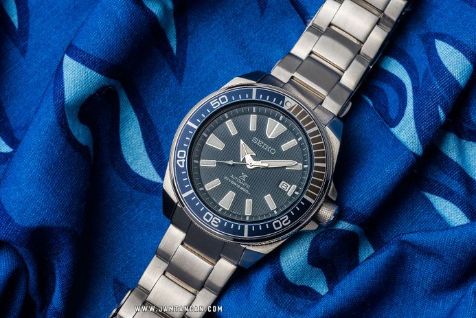 Seiko Prospex SRPB49K1 Samurai Automatic Divers 200M Blue Texture Dial  Stainless Steel Strap