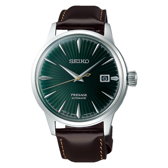 Seiko Presage SRPD37J1 Cocktail Time Mockingbird Automatic Green Dial Brown  Leather Strap