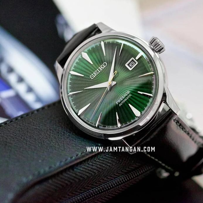 Seiko Presage SRPD37J1 Cocktail Time Mockingbird Automatic Green Dial Brown Leather Strap