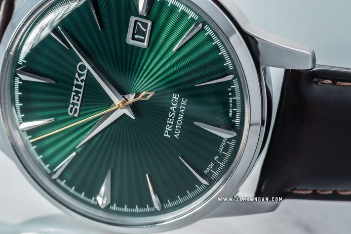 Seiko Presage SRPD37J1 Cocktail Time Mockingbird Automatic Green Dial Brown Leather Strap