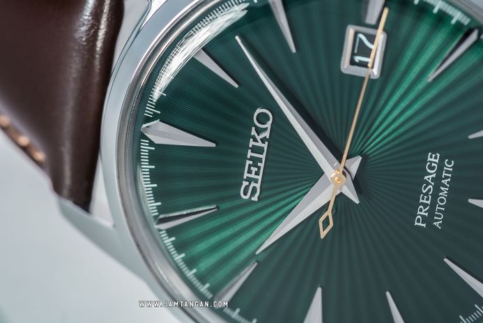Seiko Presage SRPD37J1 Cocktail Time Mockingbird Automatic Green Dial Brown Leather Strap
