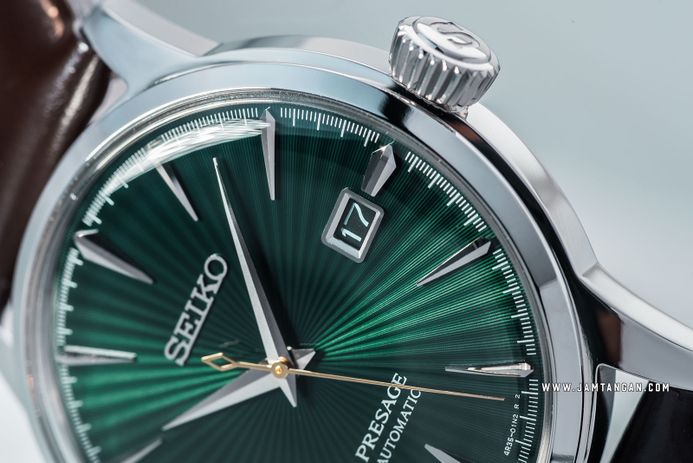 Seiko Presage SRPD37J1 Cocktail Time Mockingbird Automatic Green Dial Brown Leather Strap