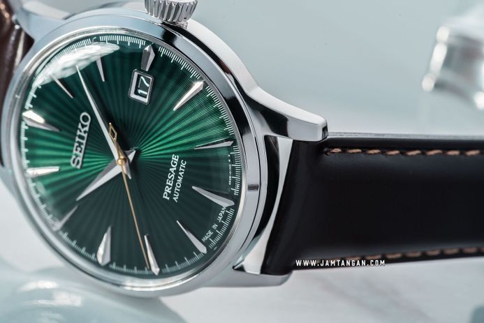 Seiko Presage SRPD37J1 Cocktail Time Mockingbird Automatic Green Dial Brown Leather Strap