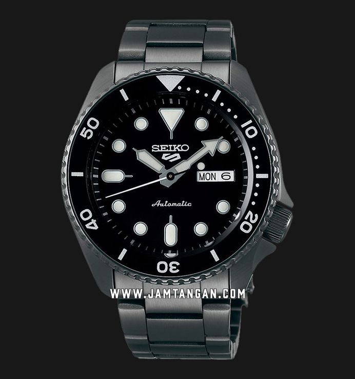 Seiko 5 Sports SRPD65K1 5KX SKX Sports Style Automatic Black Dial Gunmetal Stainless Steel Strap