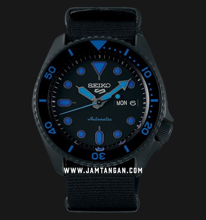 Seiko 5 Sports SRPD81K1 5KX SKX Sports Style Automatic Black Dial Black Nylon Strap