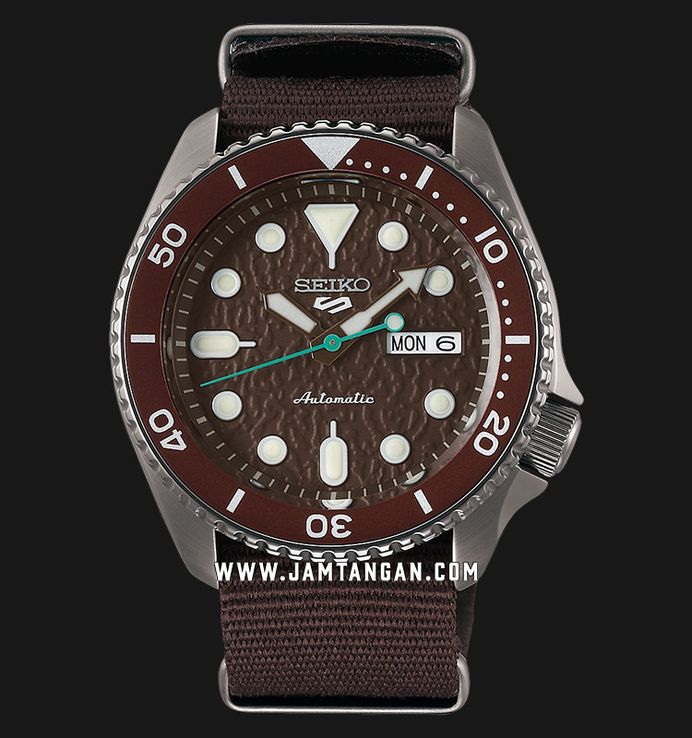Seiko 5 Sports SRPD85K1 5KX Chocolate SKX Sports Style Automatic Brown Dial Brown Nylon Strap