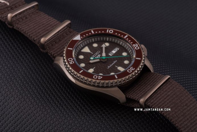 Seiko 5 Sports SRPD85K1 5KX Chocolate SKX Sports Style Automatic Brown Dial Brown Nylon Strap