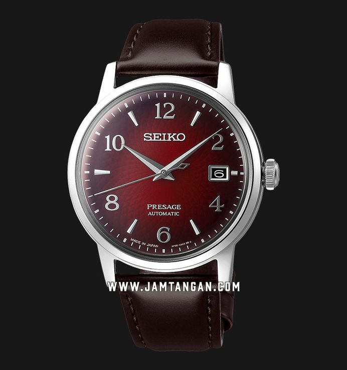 Seiko Presage SRPE41J1 Cocktail Negroni Red Dial Dark Red-Brown Leather Strap