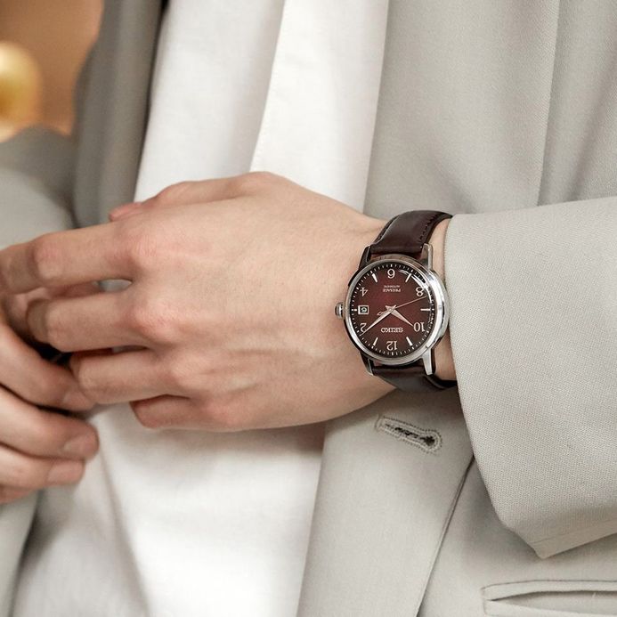 Seiko Presage SRPE41J1 Cocktail Negroni Red Dial Dark Red-Brown Leather Strap