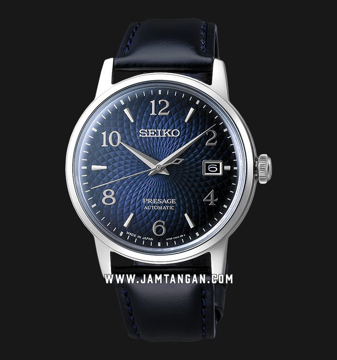 Seiko Presage SRPE43J1 Cocktail Old Clock Blue Dial Dark Blue Leather Strap