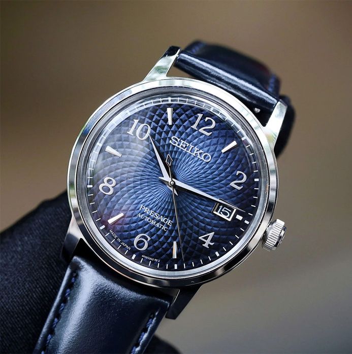 Seiko Presage SRPE43J1 Cocktail Old Clock Blue Dial Dark Blue Leather Strap