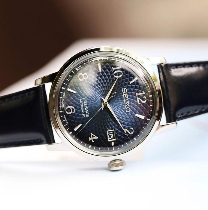 Seiko Presage SRPE43J1 Cocktail Old Clock Blue Dial Dark Blue Leather Strap