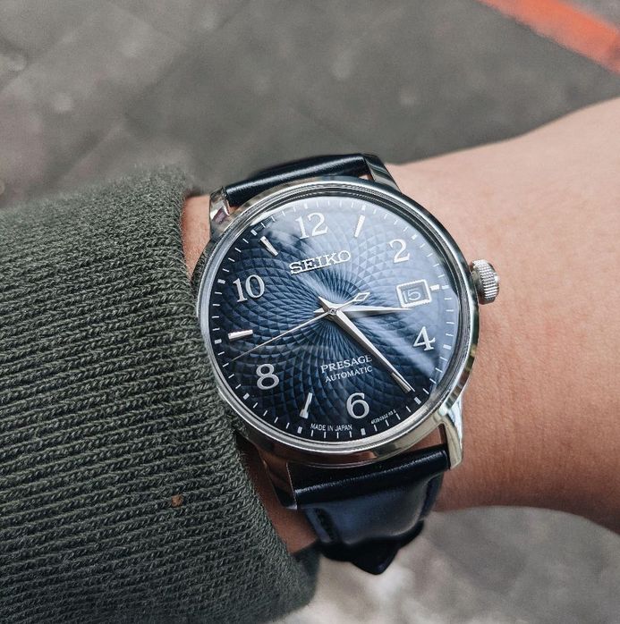 Seiko Presage SRPE43J1 Cocktail Old Clock Blue Dial Dark Blue Leather Strap