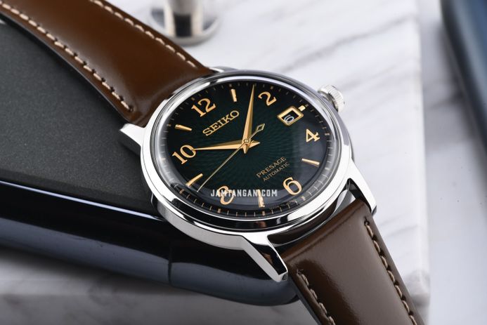 Seiko Presage SRPE45J1 Cocktail Mojito Green Dial Brown Leather Strap
