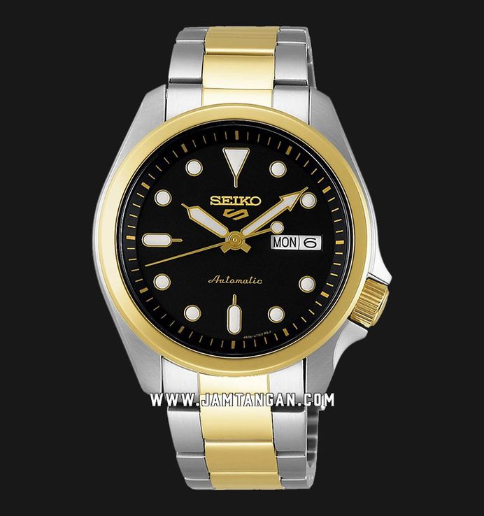 Seiko 5 Sports SRPE60K1 Black Dial Dual Tone Stainless Steel Strap