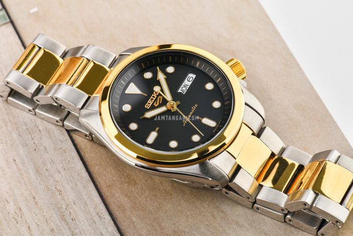 Seiko 5 Sports SRPE60K1 Black Dial Dual Tone Stainless Steel Strap