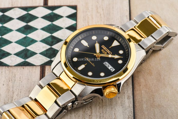 Seiko 5 Sports SRPE60K1 Black Dial Dual Tone Stainless Steel Strap