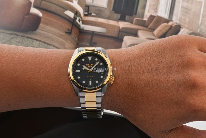 Seiko 5 Sports SRPE60K1 Black Dial Dual Tone Stainless Steel Strap