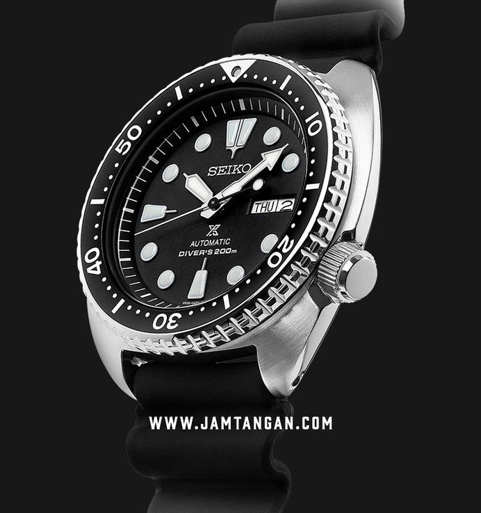 Seiko Prospex SRPE93K1 Turtle Automatic Divers 200M Black Dial Black Rubber Strap