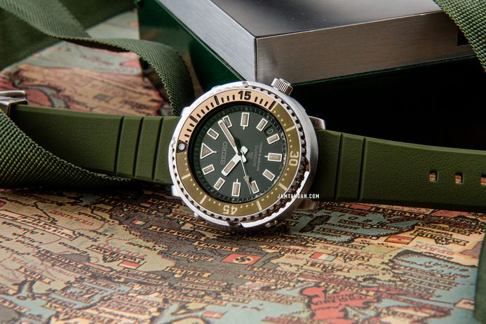 Seiko Prospex SRPF83K1 Baby Tuna Urban Safari Green Dial Green Rubber Strap