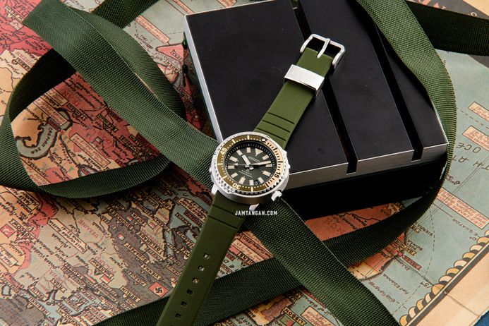 Seiko Prospex SRPF83K1 Baby Tuna Urban Safari Green Dial Green Rubber Strap