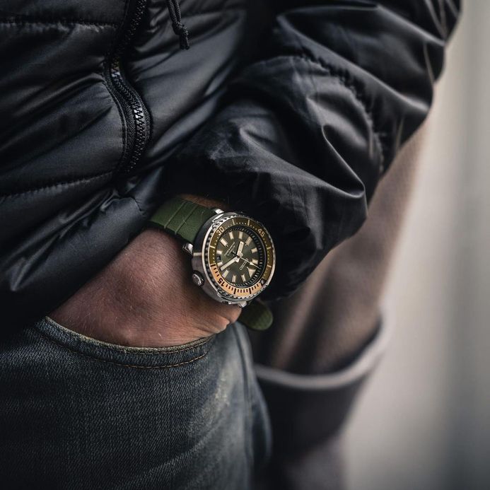 Seiko Prospex SRPF83K1 Baby Tuna Urban Safari Green Dial Green Rubber Strap