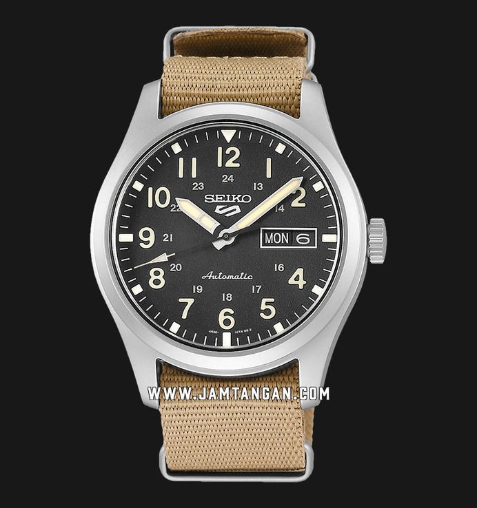 Seiko 5 Sports SRPG35K1 Automatic Black Dial Beige Nylon Strap