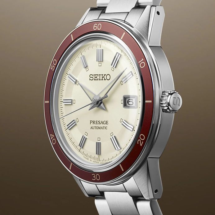 Seiko Presage SRPH93J1 Style60s Automatic Beige Dial Stainless Steel Strap