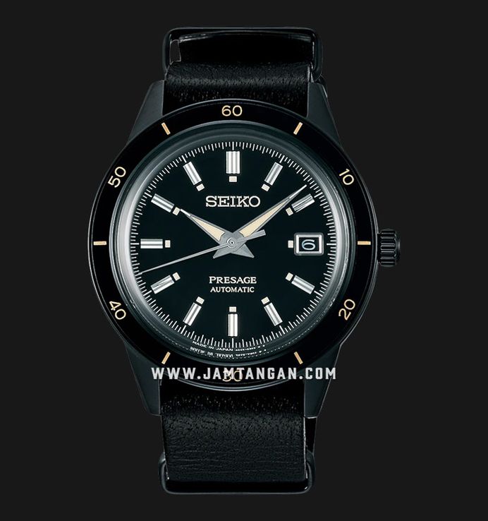 Seiko Presage SRPH95J1 Style60s Automatic Black Dial Black Leather Strap