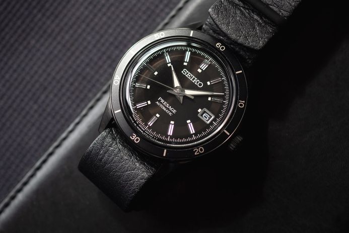 Seiko Presage SRPH95J1 Style60s Automatic Black Dial Black Leather Strap