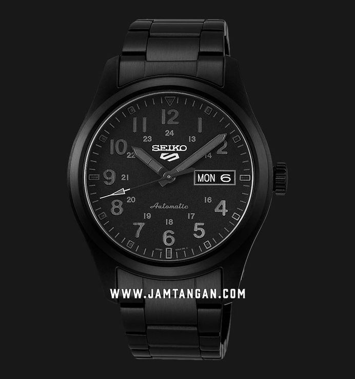 Seiko 5 Sports SRPJ09K1 Field Street Style Automatic Men Black Dial Black Stainless Steel Strap