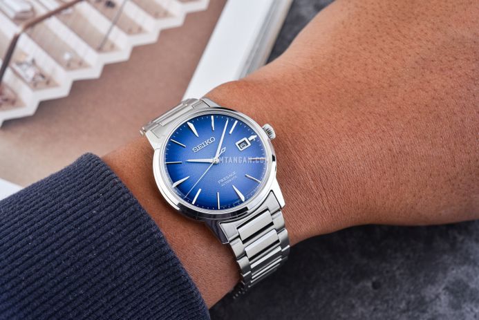 Seiko Presage SRPJ13J1 Cocktail Time Aviation Automatic Blue Dial Stainless  Steel Strap