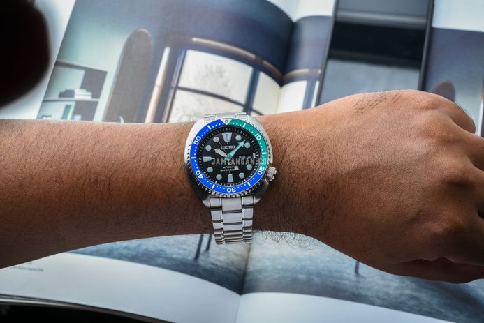 Seiko Prospex SRPJ35K1 Tropical Lagoon Special Edition Turtle Black Dial Stainless Steel Strap