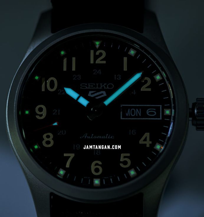 Seiko 5 Sports SRPJ85K1 Mid-Field Sports Style Green Zone Automatic Men Black Dial Nylon Strap