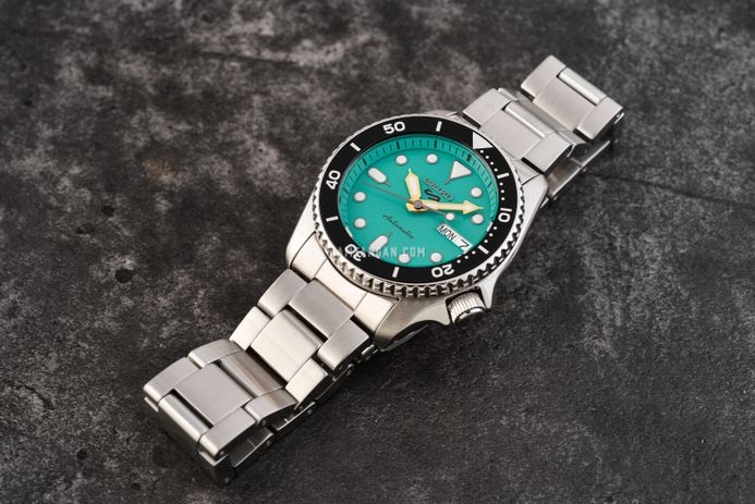 Seiko 5 Sports SRPK33K1 5KX Midi SKX Sports Style Baby Blue Dial Stainless Steel Strap