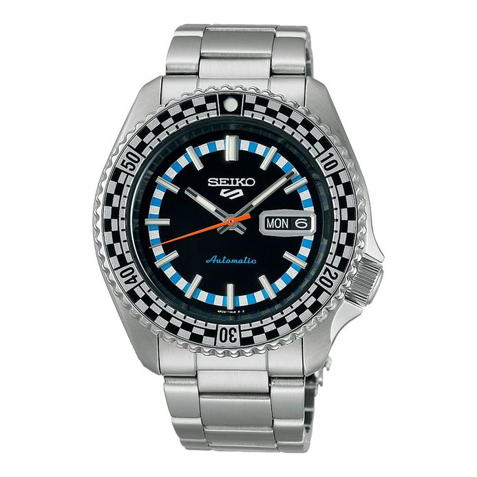 Seiko Sports SRPK67K1 5KX SKX Checker Flag Black Dial Stainless Steel  Strap Special Edition
