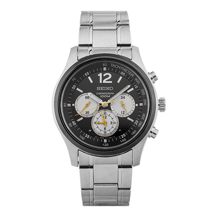 Seiko Chronograph SRW011 SRW011P1 Black Dial Stainless Steel Strap