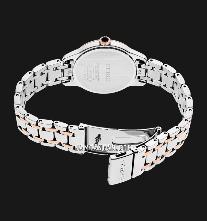 Seiko Ladies SRZ542P1 Diamond Mother Of Pearl Dial Dual Tone Stainless Steel Strap